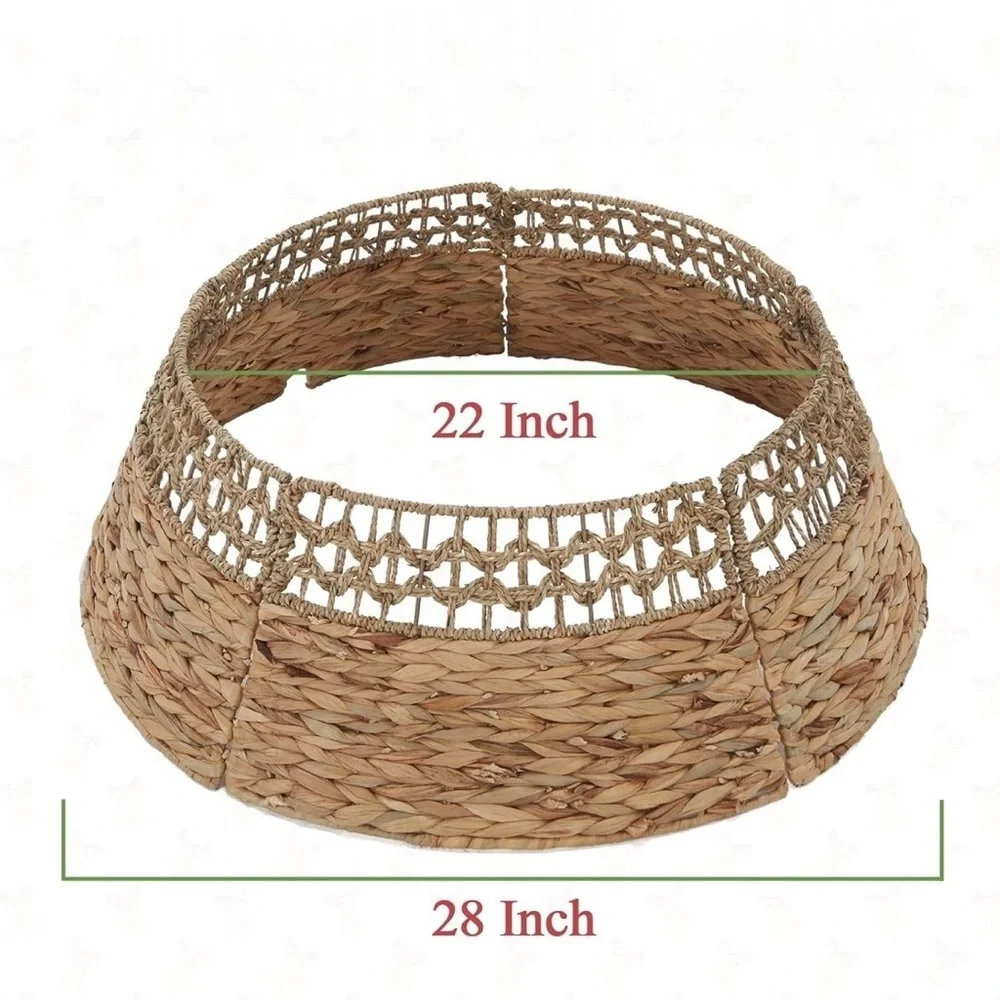 NEW West Elm Boho Rattan Wicker Grass Christmas Tree Basket Collar Skirt - 28